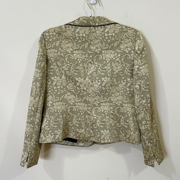 EVAN PICONE Black Label Blazer Cream Jacquard Damask Sz 12 Career 3 Button - Picture 2 of 10